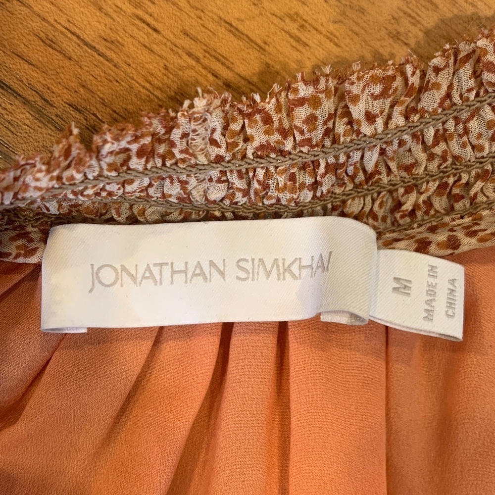 Jonathan Simkhai Peach Short Sleeve Silk Blouse Women’s Medium - Picture 6 of 9